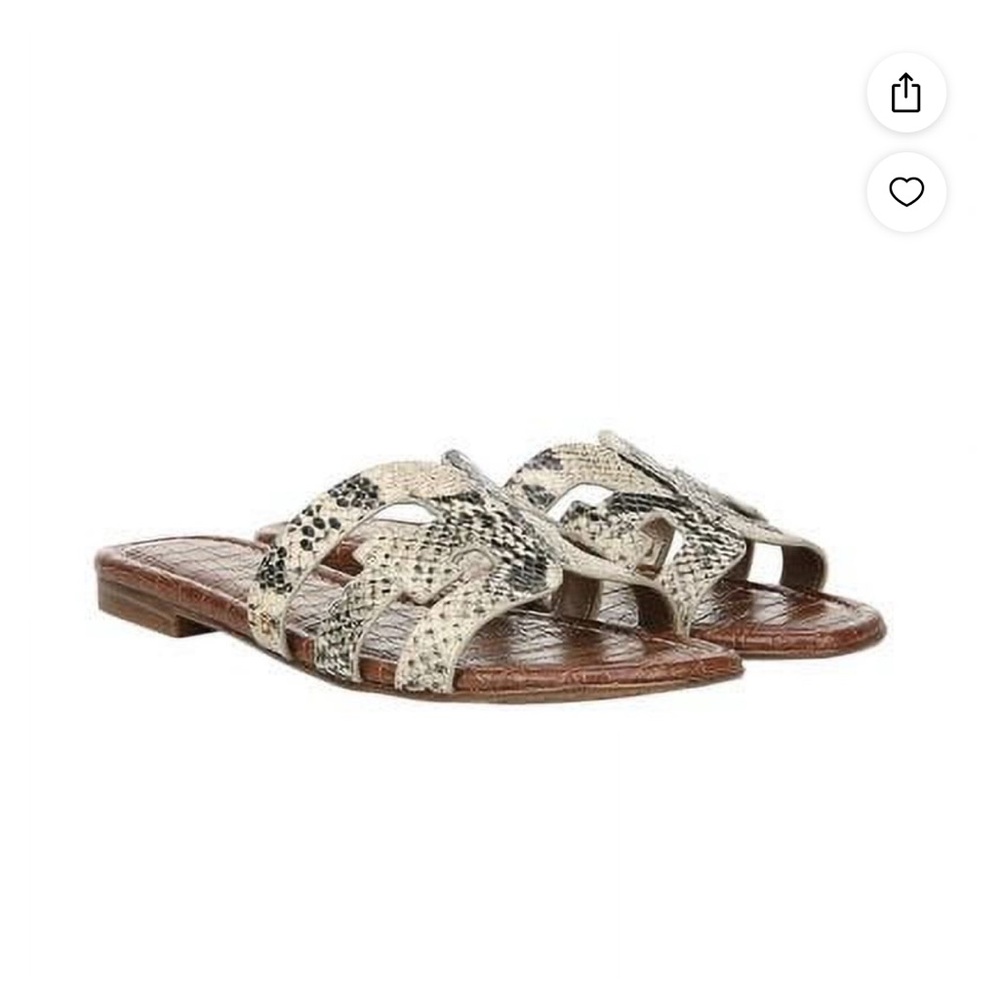 Sam Edelman Bay Beach Multi Print Open-Toe Slip-On Leather Flat Sandals